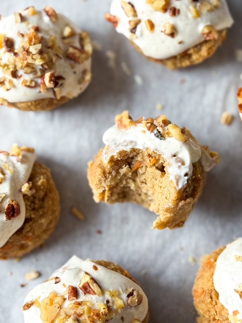 banana carrot muffins finished bite shot